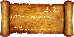 Létz Klementina névjegykártya